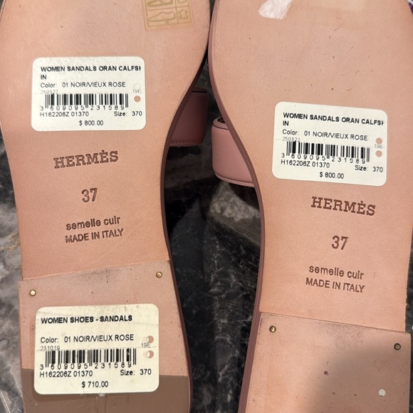Hermes Pink and Black Oran Slide Sandals - Picture 5 of 9